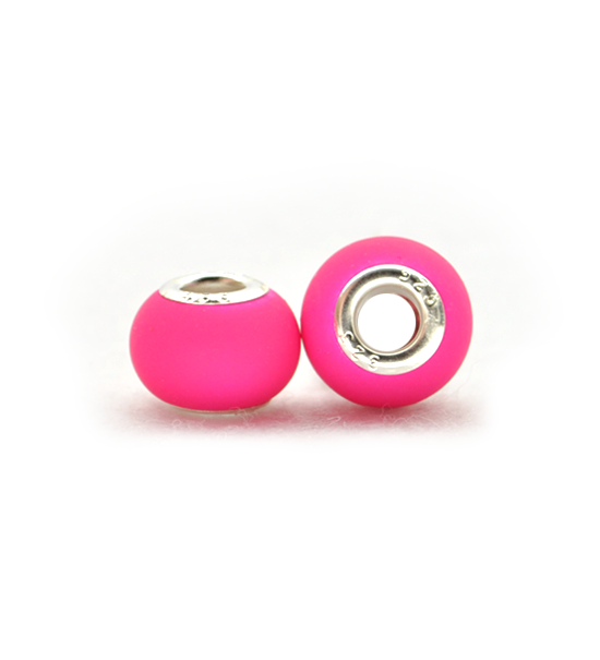 Donut bead fluorescent (2 pieces) 14x10 mm - Hot pink